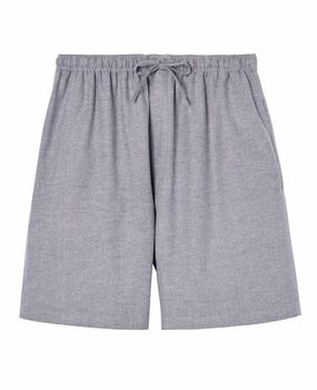 Men's Ash Grey Herringbone Brushed Cotton Shorts, 3 of 4
