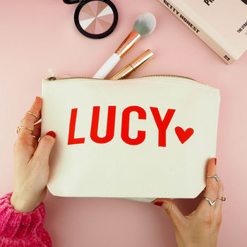 Personalised Name With Heart Make Up Bag, 2 of 11