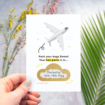 Personalised Aeroplane Hen Party Scratch Card, 2 of 9