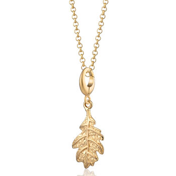 Oak Leaf Charm Necklace, Sterling Silver Or Gold Plated, 10 of 11