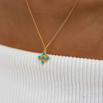 Turquoise And Mini Pearls Pendant Necklace, 2 of 4