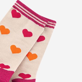 Women's Valentine's Day Bamboo Socks Pink Hearts, 4 of 4