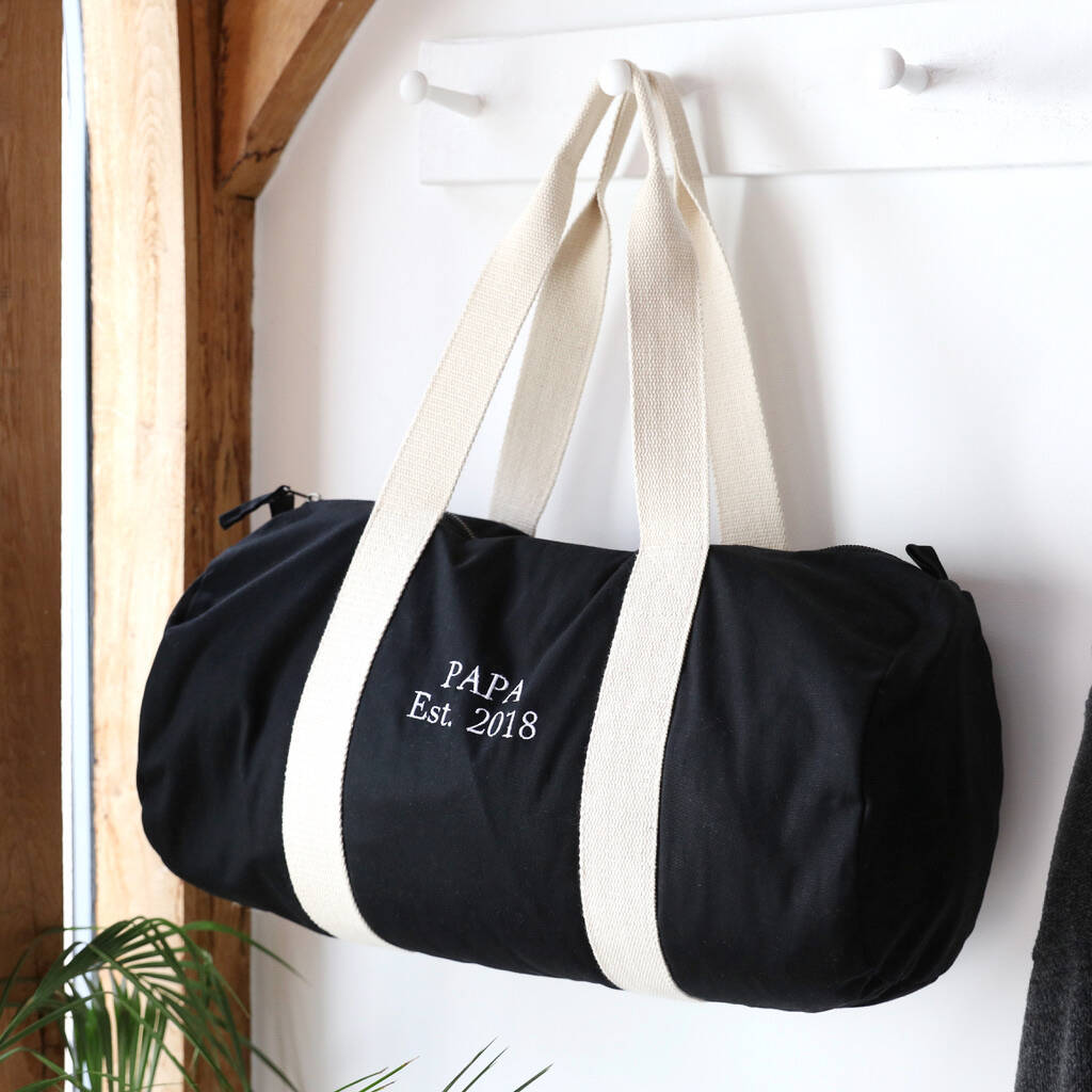 Personalised Embroidered Organic Cotton Weekend Bag, 1 of 2