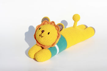 Personalised Hand Knitted Leo Bed Teddy, 7 of 10