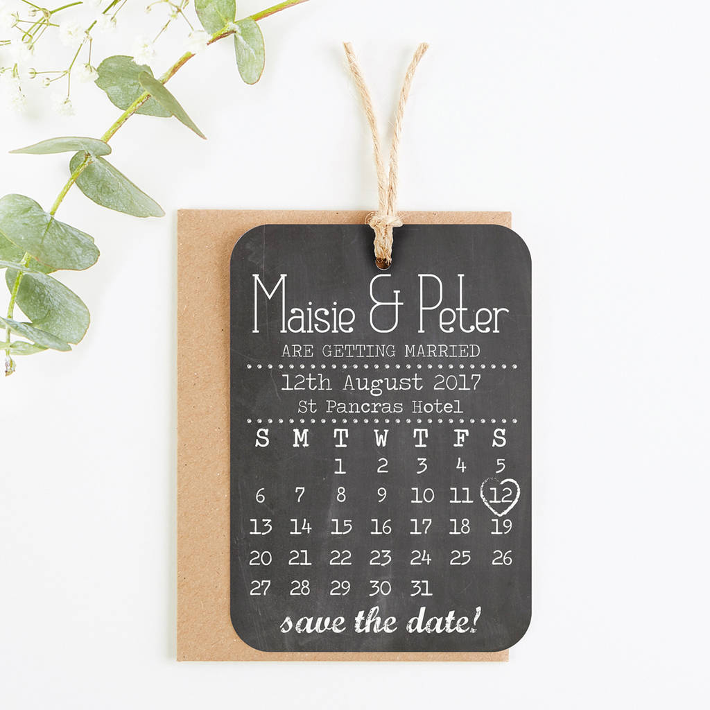 Save The Date Cards Chalkboard Calendar By LOOM Weddings