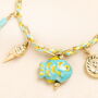 Stainless Steel Green And Blue Sea Charm Bracelet In Gold Plating, thumbnail 2 of 2