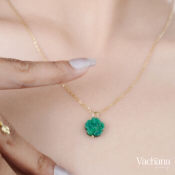 Myanmar Jade Flower Pendant Necklace, 2 of 9
