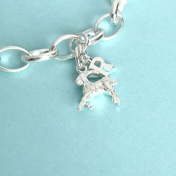 Personalised Sterling Silver Goat Initial Charm Bracelet, 2 of 6