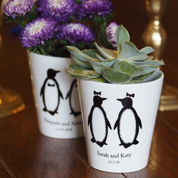 Personalised Penguins Plant Pot, 2 of 3