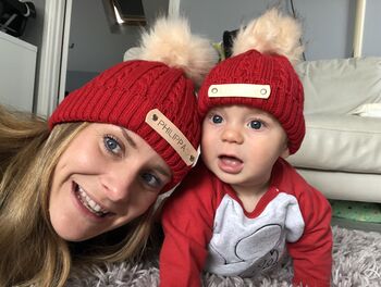 Matching Parent And Baby Knitted Pom Pom Hats, 6 of 12