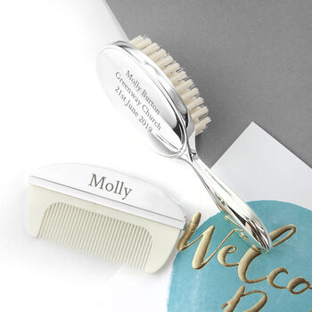 Personalised Classic Silver Plated Brush And Comb Set, 4 of 8