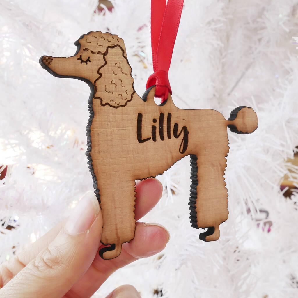 poodle personalised wooden christmas decoration by ...