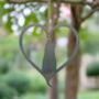 Dog Pointed Ears Silhouette Steel Heart, thumbnail 1 of 4