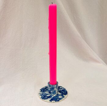 Blue Ceramic Round Candle Stick Holder, 3 of 3