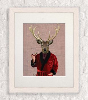 Deer In Smoking Jacket Art Print, Framed Or Unframed, 5 of 6