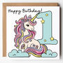 1st,2nd,3rd,4th,5th Unicorn Birthday Card, thumbnail 1 of 7
