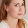 Gold Filigree Stud Long Drop Earrings. Gold Vermeil, thumbnail 5 of 7