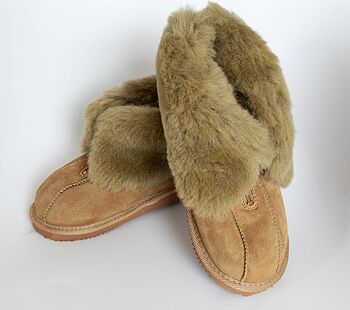 Genuine Sheepskin Slippers With Zipper Camel, 9 of 9
