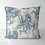Blue And White Random Octopus Cushion, Multi Cols Avail, thumbnail 5 of 7