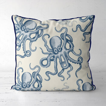 Blue And White Random Octopus Cushion, Multi Cols Avail, 5 of 7