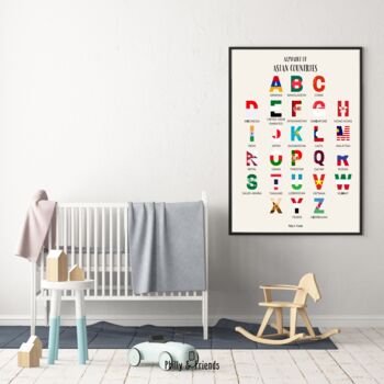 Alphabet Of Asian Countries + Flags Wall Art Poster, 2 of 3