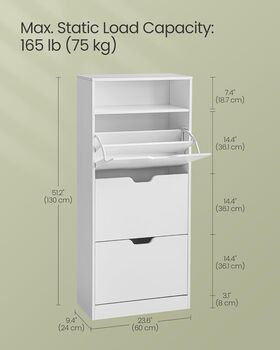 Shoe Cabinet Flip Doors Adjustable Removable Divider, 12 of 12