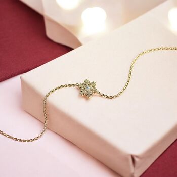 Gold Plated Sparkly Christmas Snowflake Bracelet, 4 of 6