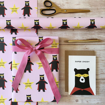 You're Super, Daddy Bear Father's Day Wrapping Paper, 2 of 10