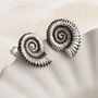 Sterling Silver Oxidised Fossil Studs, thumbnail 1 of 6