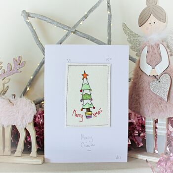 Personalised, Embroidered Christmas Tree Card, 5 of 10