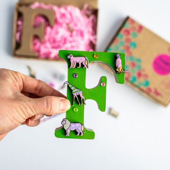 Personalised Paint Your Own Safari Animal Wooden Letter, 6 of 9