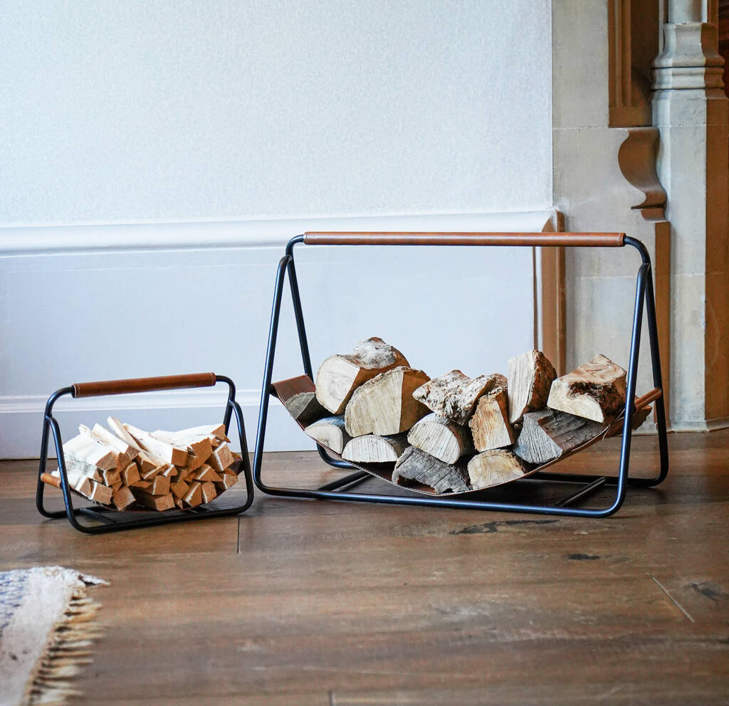 Contemporary Hanging Log Holder Black Frame By Lime Lace