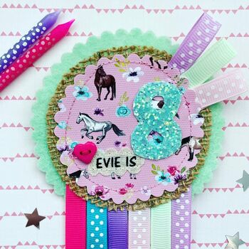 Personalised Pony Theme Birthday Rosette, 3 of 5