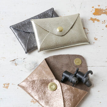 Metallic Leather Envelope Purse, 3 of 8