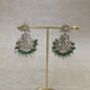 Emerald Green Gold Plated Kundan Earrings And Tikka Set, thumbnail 2 of 8