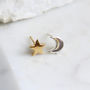 Moon And Star Studs Sterling Silver And Gold Vermeil, thumbnail 1 of 6