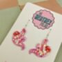 Pink Sloth Glitter Resin Earrings, thumbnail 2 of 4