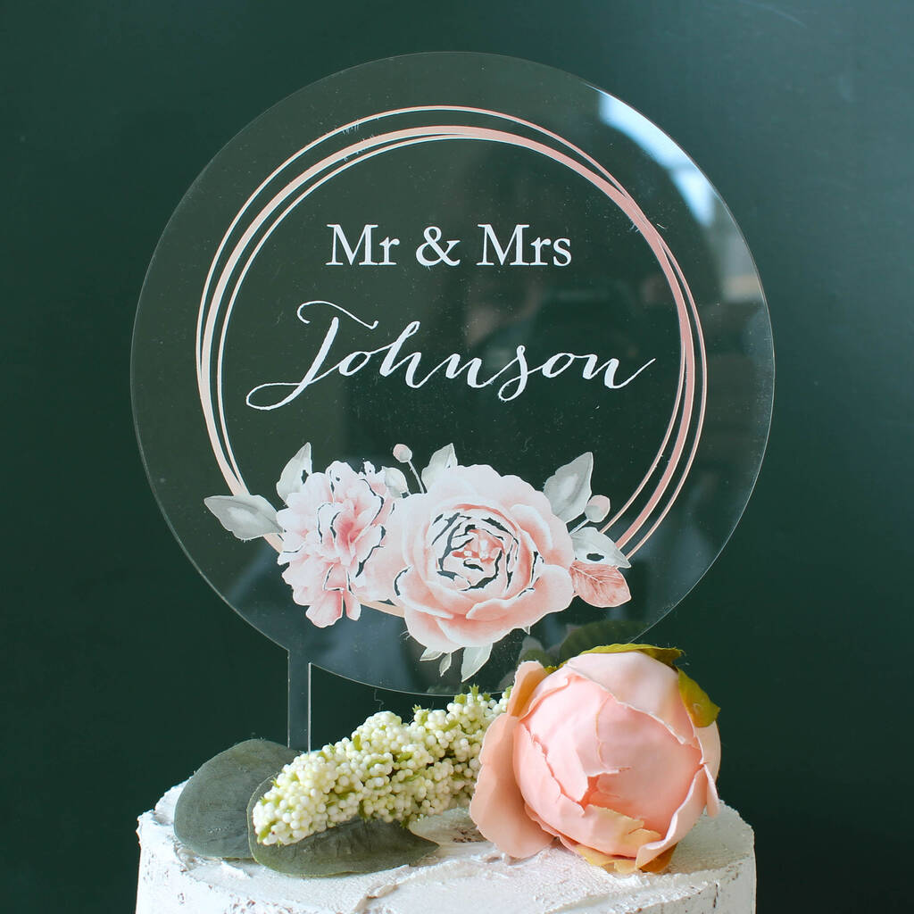 Personalised Wedding Cake Topper Clear Acrylic, 1 of 6