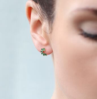 Emerald Pinwheel Stud Earrings, 3 of 6