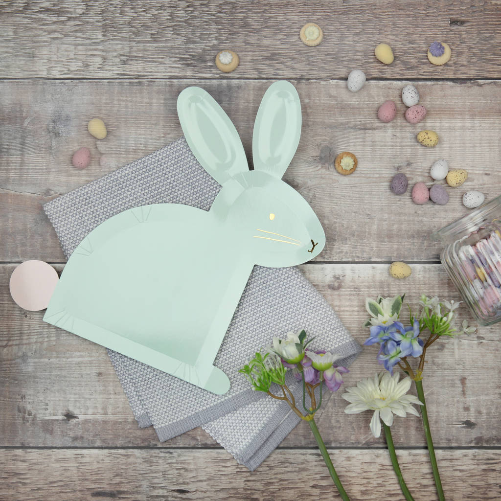8x Pastel Bunny Rabbit Shaped Party Plates By Postbox Party