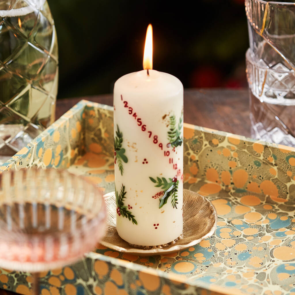 Hand Painted Advent Pillar Candle, 1 of 2