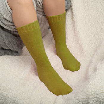 Ribbed Cuff Women's Bed Socks – Green, 3 of 4