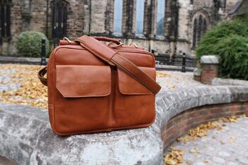 Tan Leather Briefcase Laptop Bag, 12 of 12