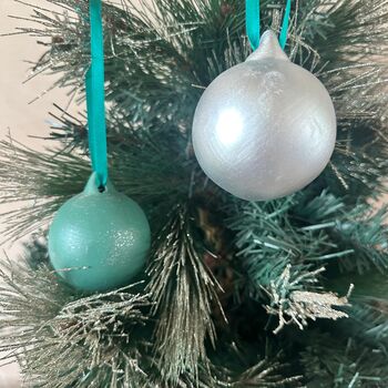 Green And Silver Christmas Baubles Set Of Six, 3 of 7