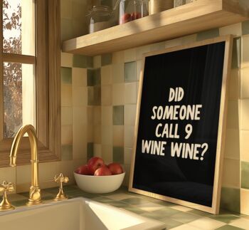 Funny Wine Wall Art Print Happy Hour Wine Bar Cart Kitchen Disco, 4 of 9