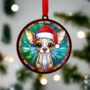 Chihuahua Fawn In Santa Hat Suncatcher Decoration, thumbnail 2 of 6