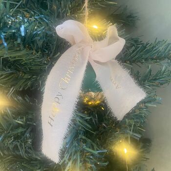 Personalised Christmas Tree Bauble With Personalised Bow, 2 of 5