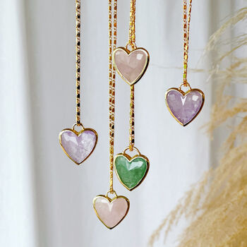Gemstone Heart Gold Plated Pendant Necklace, 3 of 12