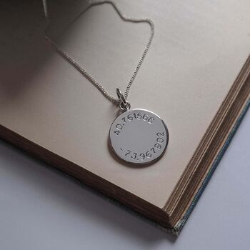 Latitude And Longitude Necklace In Sterling Silver, 4 of 7