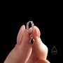 Sterling Silver Very Tiny Rhombus Onyx Black Cz Huggie Hoop, thumbnail 5 of 12